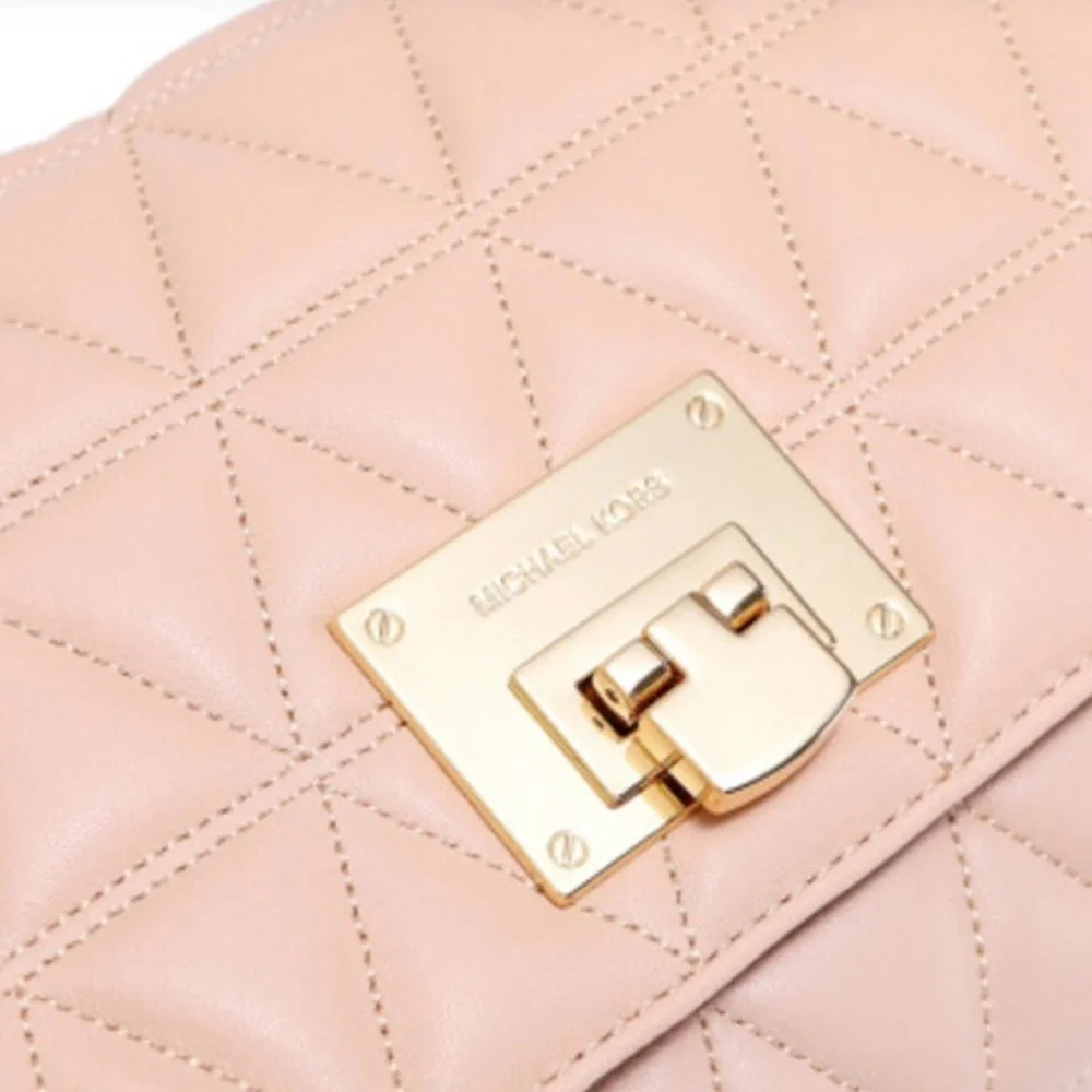 🔥 Michael Kors Leather MD Shoulder Flap Oyster Color - Picture 3 of 13